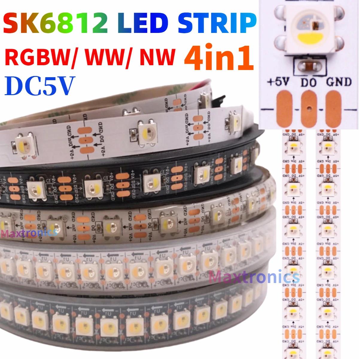  ּ   ȼ LED Ʈ ,   , DC5V SK6812, 4in 1, 30/60/144LED/M RGBW/ WW /NW IP30/65/67/1/5M
